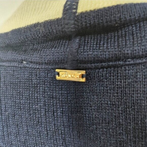 ST. JOHN Cascade Front Knit Cardigan Sz S Geometric Stripes Navy Off White - Picture 9 of 9